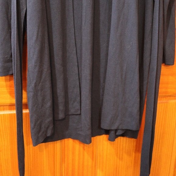 Eileen Fisher Blue Ribbed Cardigan Long Line Belted Sweater Med Tencel - Picture 6 of 10